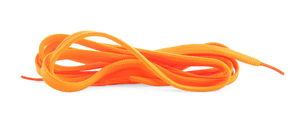 Stylish orange shoe laces isolated on white