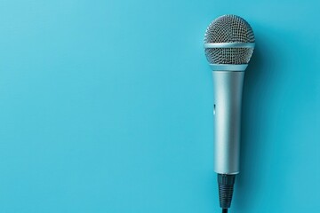 simple microphone on blue background
