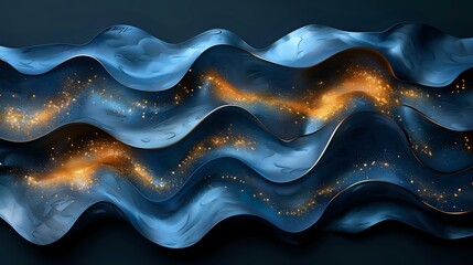 Cutting-Edge Elegance: Blue and Gold Waves