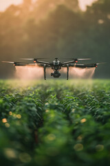 Agriculture drone fertilizing a field