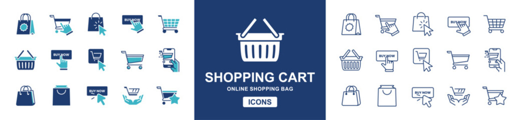 cart shopping bag icon vector set online purchase shopping basket trolley signs illustration collection © elmantastic