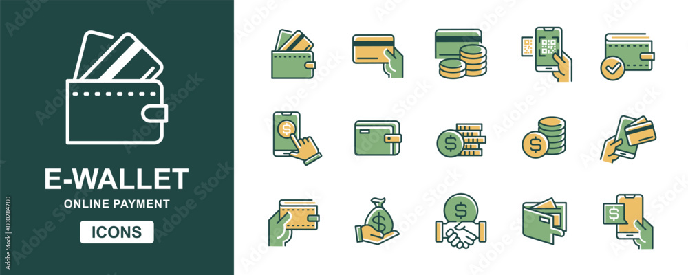 Aufkleber electronic online payment icon vector set e-wallet secure transfer money purchase shopping signs ill