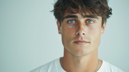 Fototapeta premium Sad Person in Studio white background