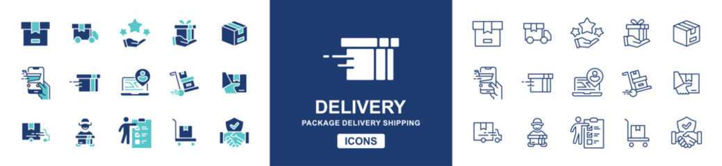 delivery service online shipment icon vector set cargo shipping package delivery transport courier signs illustration for web and app
