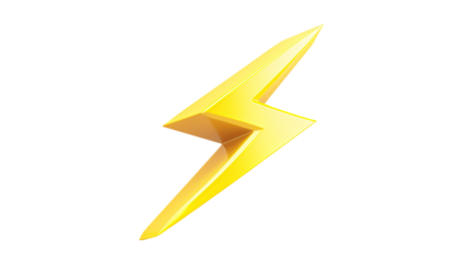 a yellow lightning bolt on a white background