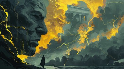 Illustration capturing the intense atmosphere of a clash over Supreme Court nominations