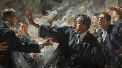 Illustration capturing the intense atmosphere of a bitter fight over judicial appointments
