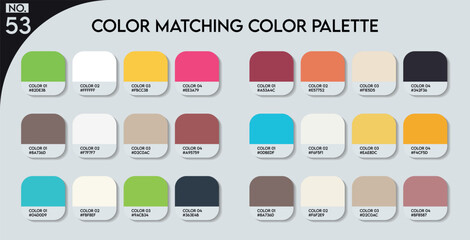 Color matching color palette - 53, Fashion Trend Color guide palette, An example of a color palette vector. Forecast of the future.HEX code palette for fashion designers, Logo Design Color Palette