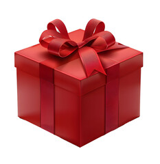 Obraz premium Red gift box with ribbon isolated on white background plaid pattern