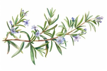 Rosemary branch in watercolor for design decoration