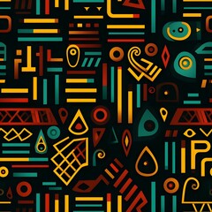 African ethnic tribal seamless pattern. clash ornament with lines and geometric shapes repeating pattern background.