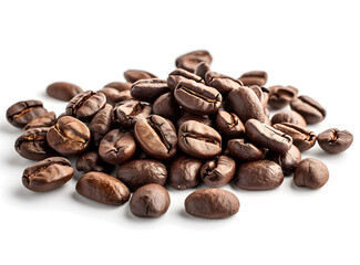 Pile of coffee beans isolated on white background 