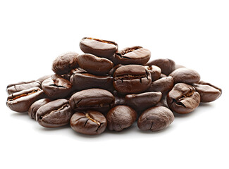 Obraz premium Pile of coffee beans isolated on white background 