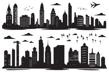 Fototapeta premium bundile of Building cityline silhouette vectors