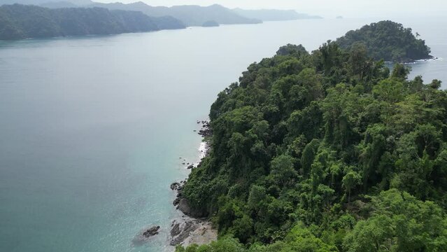 Flying over Isla Playa Blanca and Bah&iacute;a de Utr&iacute;a near Bah&iacute;a Solano in the Choc&oacute; department on the Pacific Coast in Colombia