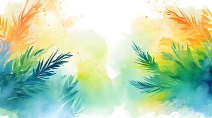 Digital retro watercolor abstract graphics tropical plants poster web page PPT background
