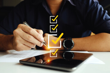 Businessman Approving Corporate Projects. business concepts.