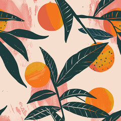 seamless pattern with oranges. abstract print in modern style