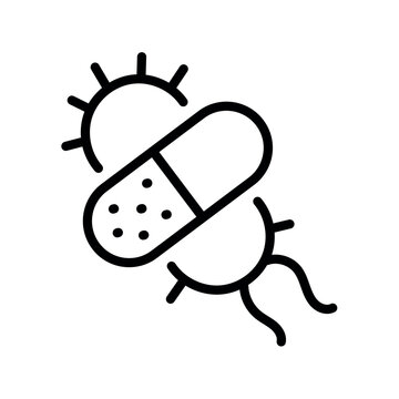 Antibacterials line black icon. Vector isolated button.