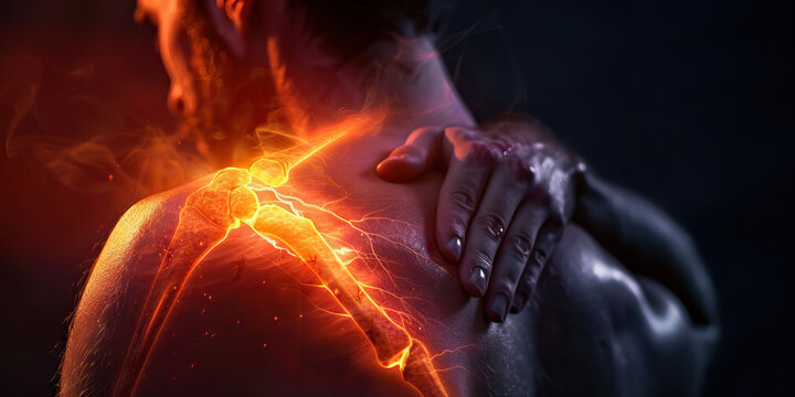 Scapular Fracture: The Shoulder Blade Pain and Limited Arm Movement - A person holding their shoulder blade area with a grimace, indicating the pain and limited arm movement of a scapular fracture