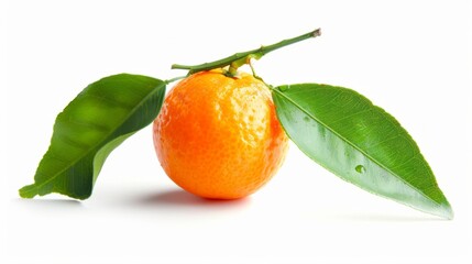 Fresh tangerine with green leaf generative ai