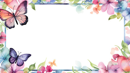 Obraz premium Digital vintage watercolor butterflies and flowers abstract graphic poster web page PPT background