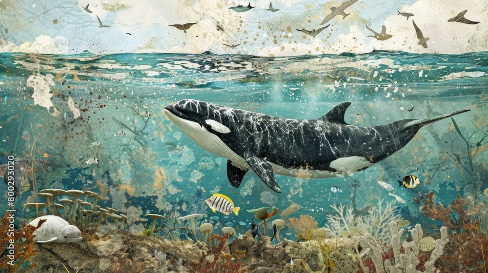 Poster a series of illustrations portraying the delicate balance of our ecosystems with one depicting a dom