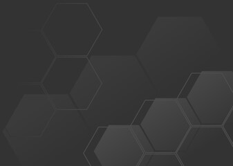 Gradient hexagonal background. white and black colors. copy space area