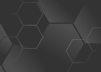 Gradient hexagonal background. white and black colors. copy space area