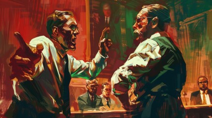 Illustration capturing the intense atmosphere of a riveting town hall confrontation