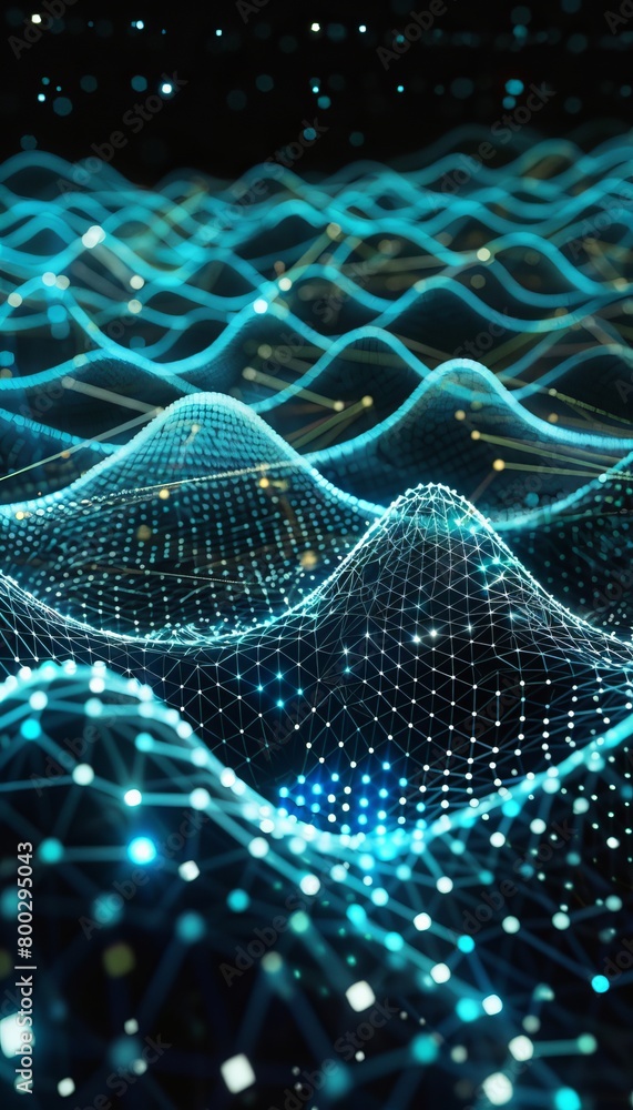 Poster elegant abstract technology wave pattern with mesmerizing blue digital light effect