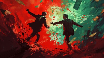 Obraz premium Illustration capturing the intense atmosphere of a divisive campaign finance reform clash