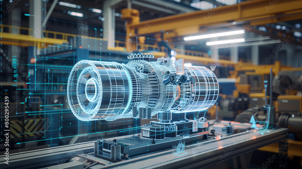 Poster digital twin technology being used in manufacturing to create a virtual replica of a machine