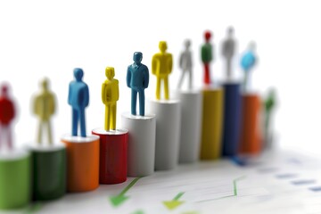 3d small people - chart. 3d small people standing on the chart. 3d image. White background. .