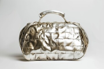 Silver purse on white background