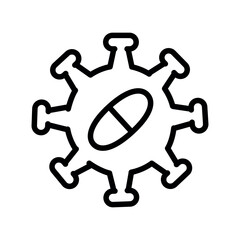 Antivirals line black icon. Vector isolated button.