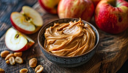 Snack on organic apples and peanut butter