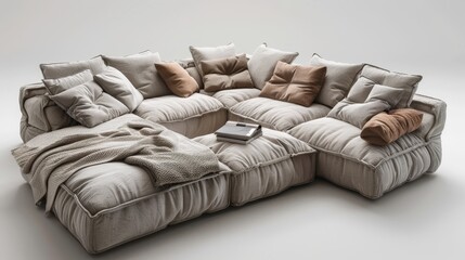 Fototapeta na wymiar Corner Sofa Space-Saving: Photos demonstrating the space-saving benefits of corner sofas