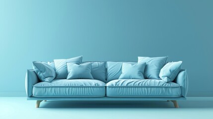 Fabric Sofa Lounge: A 3D vector illustration featuring a fabric sofa in a lounge setting