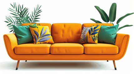 Fabric Sofa Stylish and Practical: An illustration highlighting a fabric sofa as both stylish and practical