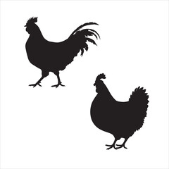 hen chicken silhouette set,hen silhouettes,silhouettes of hen chicken. vector Illustration