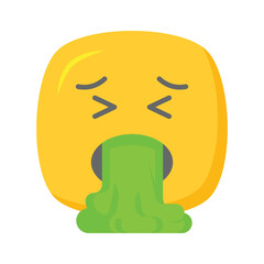 Get your hands on this trendy vomiting emoji icon design