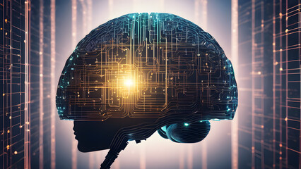 Machine learning concept background, futuristic concept wallpaper, artificial intelligence brain, AI generated