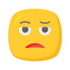 Bored face expression, icon of bored emoji, premium vector
