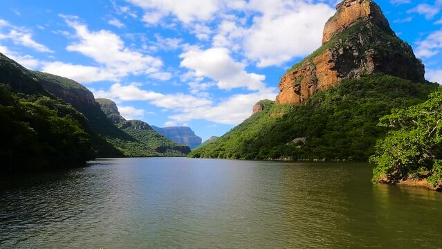 Spectacular panoramic view of Blyde river canyon with mountains, South Africa