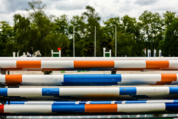 Bar stock for an equestrian show jumping competition.