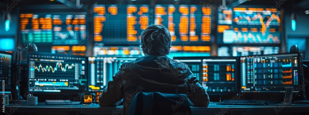 Poster a bustling cryptocurrency exchange with traders monitoring computer screens displaying digital curre
