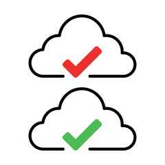 Cloud Outline With Red Check Mark