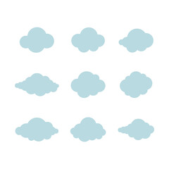 Clouds Flat Style Set