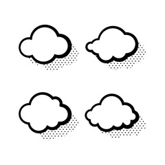 Clouds Retro Cartoon Halftone Dots Style